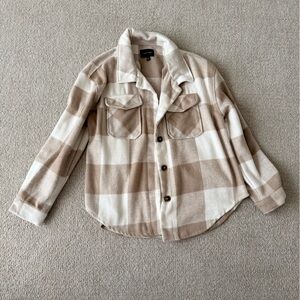 Love Tree Tan and Cream Checkered Flannel